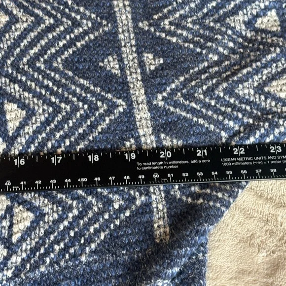 Eyeshadow Blue White Geometric Open Front Cardigan Lightweight Raglan Sleeve M - Picture 7 of 9